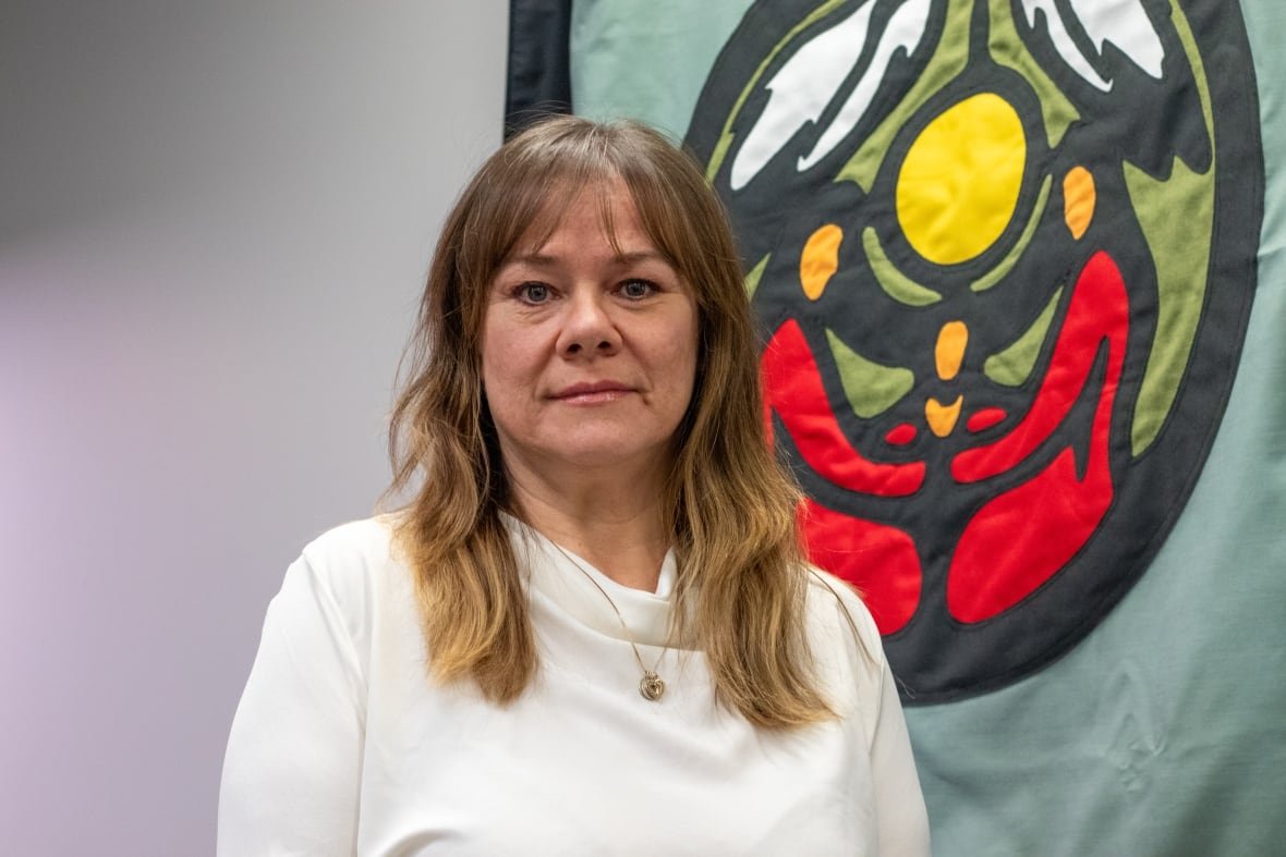 monica-hemeon A person is seen standing in front of a blanket mural on a wall.