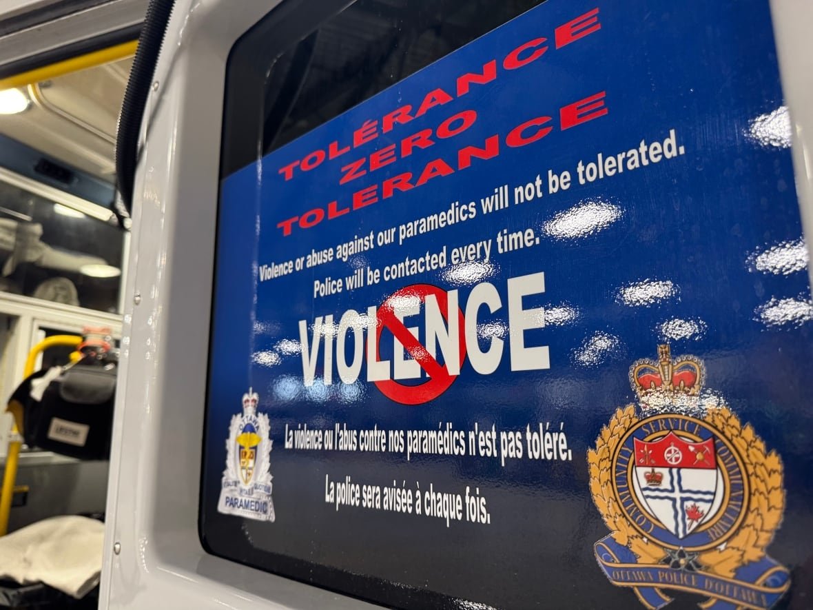 zero-tolerance-of-violence-against-paramedics-sign-1 A sign, which describes a zero-tolerance policy of violence or abuse against paramedics, is displayed on every ambulance door in the Ottawa Paramedic Service fleet.
