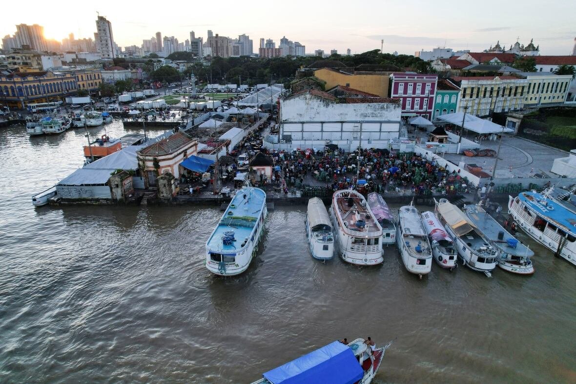 brazil-dailylife-belem A drone view shows the Ver-o-Peso market, while anticipation grows for this year's COP30 climate summit, which will be held in Belem, Brazil in November.