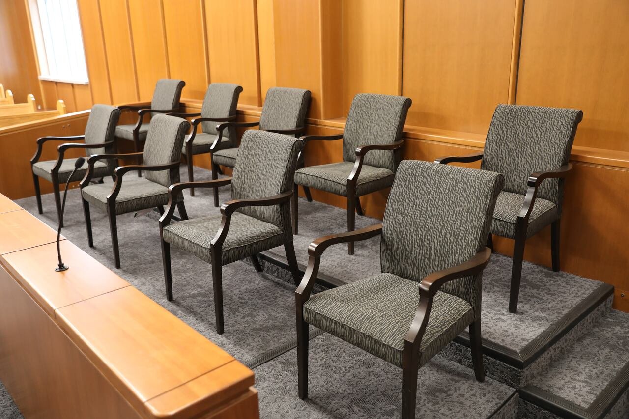 File - The jury box in an empty courtroom at Saskatoon Court of King's Bench.