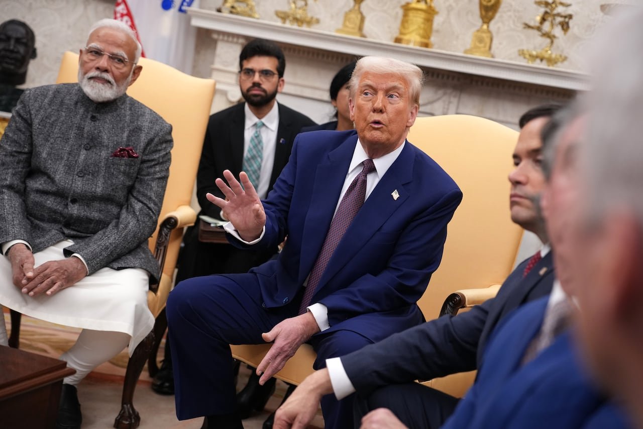 U.S. President Donald Trump meeting Indian Prime Minister Narendra Modi in the Oval Office in February. Both countries are engaged in trade discussions.
