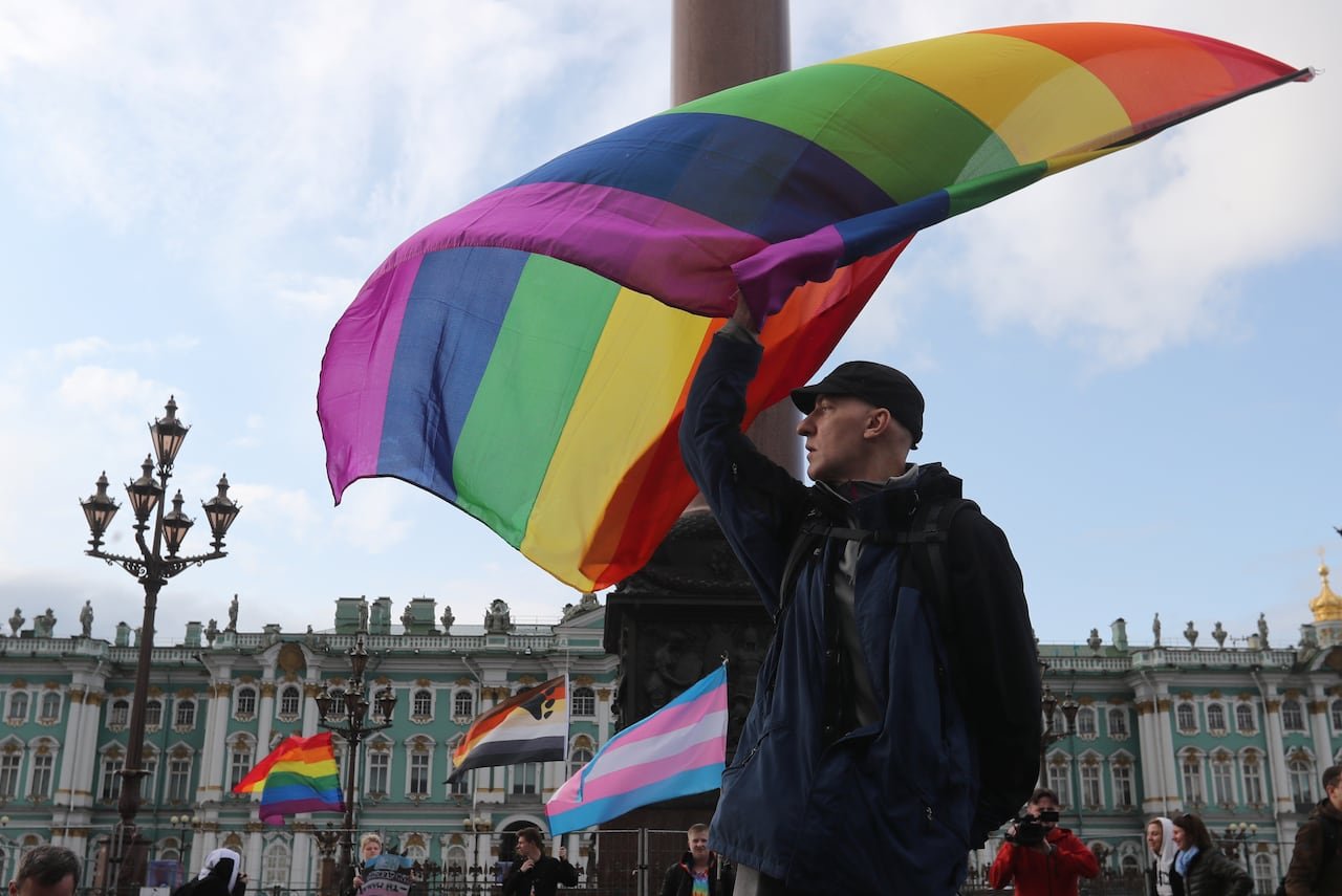This photo was taken at the St. Petersburg pride parade in 2019, three years before Russia signed in a sweeping LGBTQ+ ban.