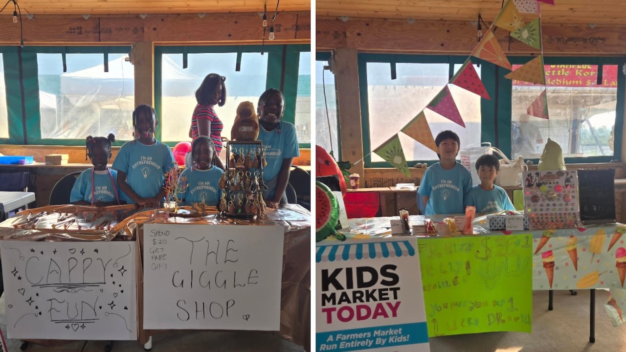 default-20 Kids booth at a farmer's market.
